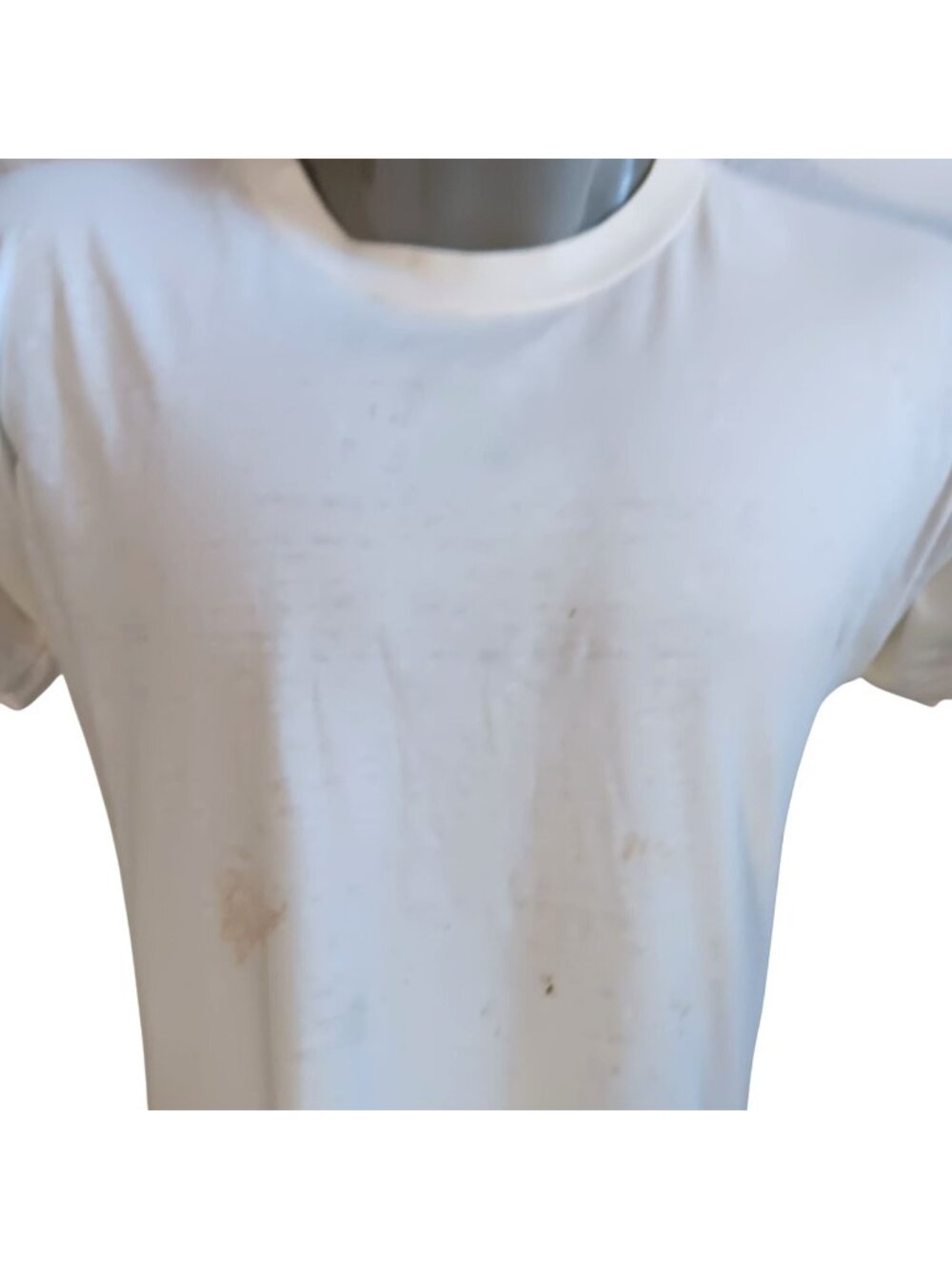Single Stitch T-shirt Medium Vintage Trashed White Crew Neck 1980's Plain